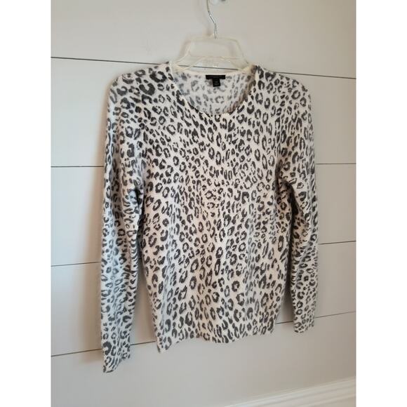 Ann Taylor Sweater Women's Sz SP Black White Leopard Print Rabbit Hair Pullover - Picture 6 of 12
